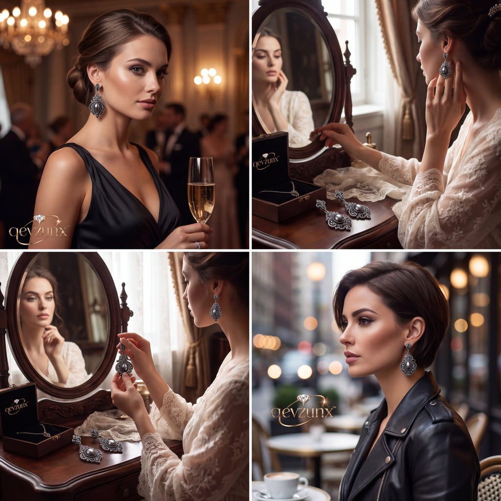 𝒒𝒆𝒗𝒛𝒖𝒏𝒙™ Noir Baroque Drop Earrings — view 2