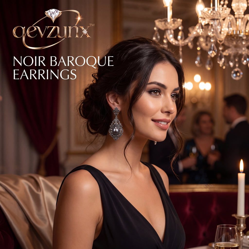 𝒒𝒆𝒗𝒛𝒖𝒏𝒙™ Noir Baroque Drop Earrings — view 3