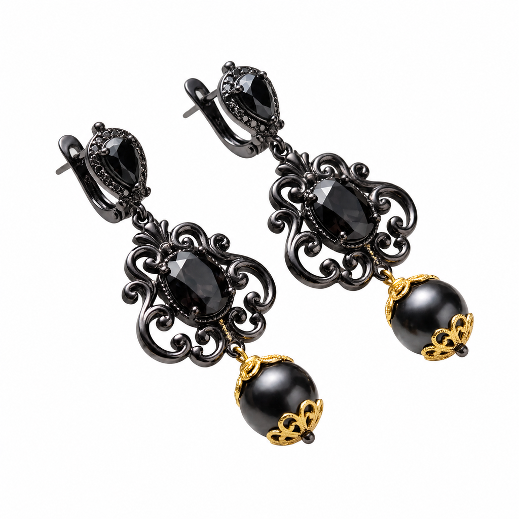 𝒒𝒆𝒗𝒛𝒖𝒏𝒙™ Noir Baroque Pearl Drop Earrings — view 2