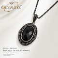 𝒒𝒆𝒗𝒛𝒖𝒏𝒙™ Baroque Black Pendant Necklace — view 1