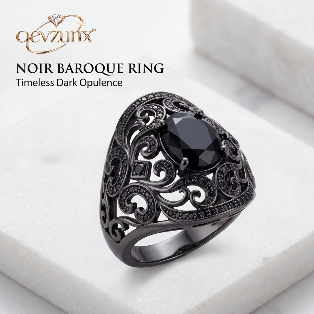 𝒒𝒆𝒗𝒛𝒖𝒏𝒙™ Noir Baroque Filigree Ring — view 4