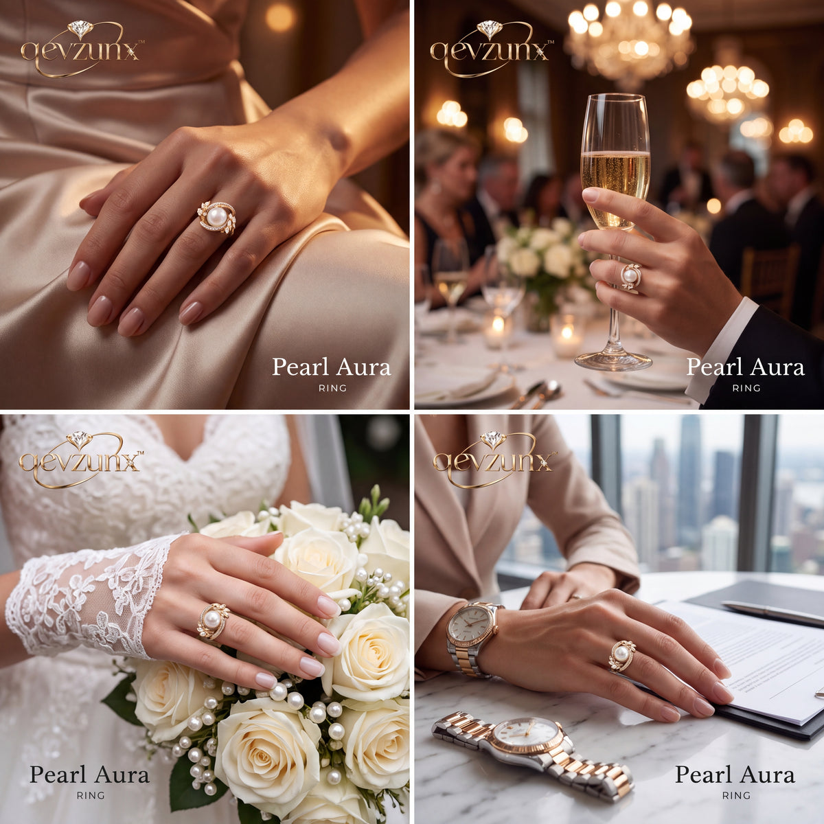 𝒒𝒆𝒗𝒛𝒖𝒏𝒙™ Pearl Aura Ring — view 2